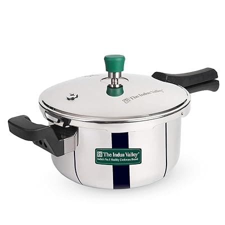 The Indus Valley Triply Stainless Steel 5 Litre Pressure Cooker/Pressure Pan - Outer Lid | Also Use As Deep Fry Pan | Induction Friendly | ISI-Certified, 3-Layer Body, Toxin-Free, 5 Y Warranty