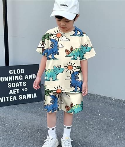 M.C Summer Wear Kids Dress for Boys | Printed Cotton Half Sleeve Round Neck T-shirt and Shorts Clothing Set Combo | Baby Boy Dress | Casual Kids Dress Set (4-5 year) 2