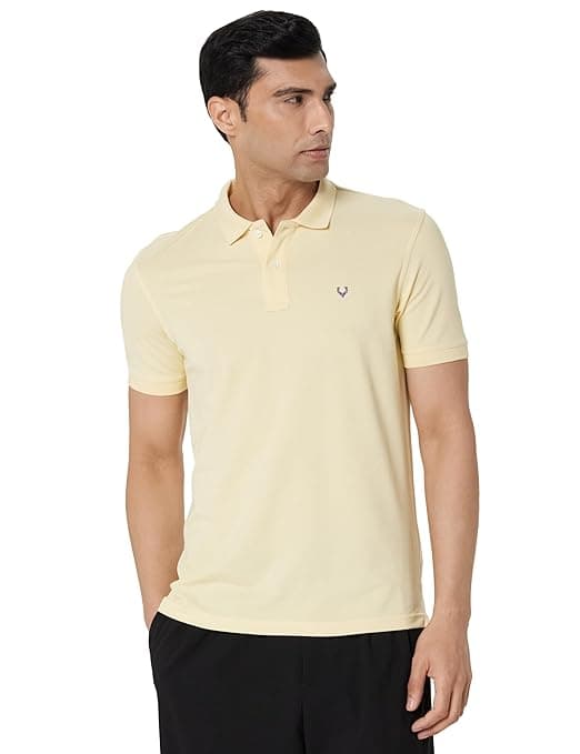 Allen Solly Men’s Polo T‑Shirt | Comfortable Rich Cotton Blend, Band Collar, Regular Fit | Stylish & Premium All Day Wear