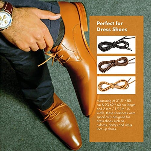 Lify Waxed Cotton Extra Thin Round Unisex Shoelaces for Formal, Dress, Oxford shoes, Black (2 Pair, Each 80CM (31.5'')) 3