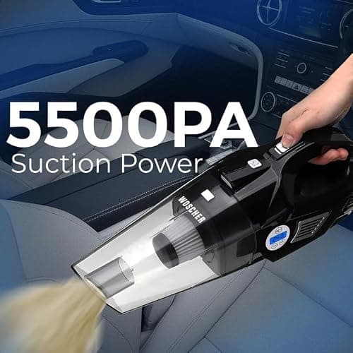 Woscherr AirVac Pro Car Vacuum Cleaner 2in1 & Tyre Inflator for Car and Bike 150 PSI |120 Watt Car Vaccine Cleaner High Power 5500PA Handheld|LED Light| Auto Shut Off| Wet/Dry Use 4