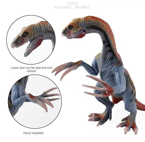 Blue Aura Therizinosaurus Dinosaur Toy with Movable Mouth Big Size 20 X 18.5CM for Boys & Girls Dinosaur Action Figures Vinyl Plastic | Blue Red Long Nail Dino 2