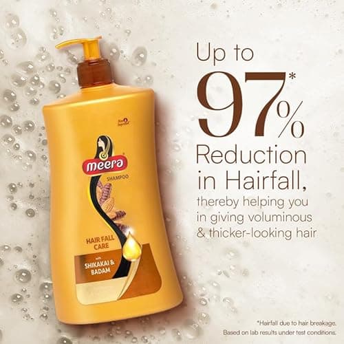 Meera Hairfall Care Shampoo with Badam & Shikakai | Strengthens Roots & Reduces Hair Fall | Paraben-Free Formula for Men & Women | Strong, Healthy Hair (1 ltr) 2