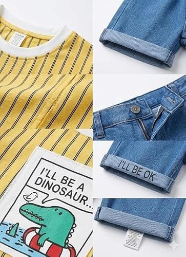 Tirupati Kids Clothes for Boys | Printed Cotton Half Sleeve T-shirt and Denim Shorts Baby Boy Dress | Casual Regular Wear Kids Dress Set, 5-6 year 2