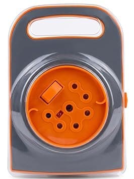 Portable Extension Cord Reel with Multiple Sockets, On/Off Switch, Orange and Grey (2)