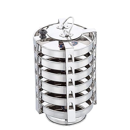 Expresso Stainless Steel Dhokla Stand with Handle, 6 Piece, Silver