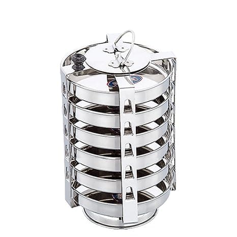 Expresso Stainless Steel Dhokla Stand with Handle, 6 Piece, Silver