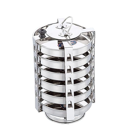 Expresso Stainless Steel Dhokla Stand with Handle, 6 Piece, Silver