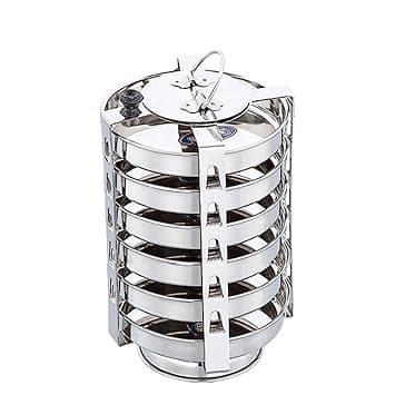 Expresso Stainless Steel Dhokla Stand with Handle, 6 Piece, Silver