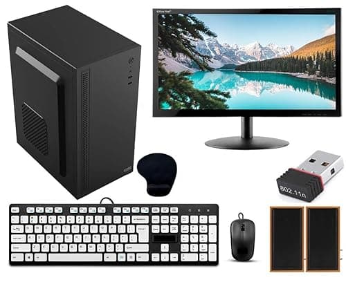 Desktop Computer Set with i5 3470, 8GB RAM, 256GB SSD, 19-inch Monitor, Keyboard, Mouse, WiFi, Speakers, Windows 10, Black