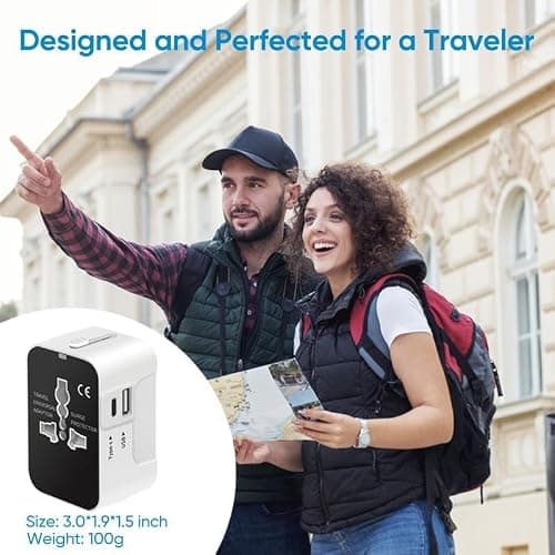 Rts Fast Charging Universal Travel Adapter Plug Wall Charger with Type C & USB-A, 5 in 1, for US, UK, EU European & AU Plug Types Travel Accessories International All in One Worldwide Travel Adaptor 5