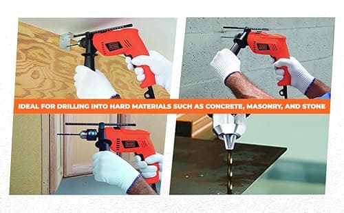 BLACK+DECKER HD555KMPR-B1 100 Pc 13MM 550W HAMMER DRILL & HANDTOOL KIT(Incl. Hammer, Screwdriver, Pliers, Wrench, SideHandle, Depth Gauge,Drill Bits & Accessories, Ideal for Home,DIY &Professional Use 6