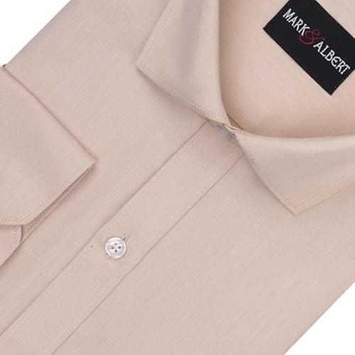 MARK & ALBERT Men's Slim Fit Cotton Formal Shirt Cream 2