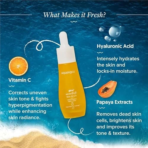 Aqualogica Glow+ Concentrate Vitamin C Face Serum with Hyaluronic Acid, Vitamin C & Papaya - Glow Serum for Men & Women | Glowing Skin, Skin Brightening & Non Sticky -30ml 4