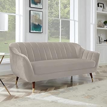 AMATA Marino 3 Seater Cream Suded Velvet fabrci Sofa Set with Two Cushions Perfect for Home Office Guests Living Room (01 Cream, 3 Seater)(03 Year Warranty)