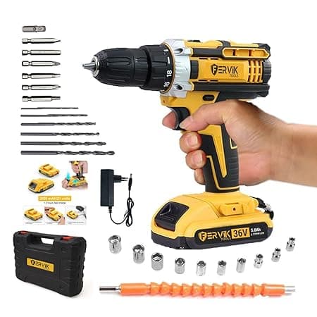 21V Cordless Drill Machine Cum Screwdriver | 2X 1.5Ah Li-Ion Batteries | Torque 25+1 | 2 Speed Driver | Handheld Drills (Cordless Drill, 2Battery & Charger With Accessories),