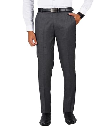 Mc Henry Men's Classic Solid Formal Comfort/Regular Fit Stretchable Wrinkle Free Trousers