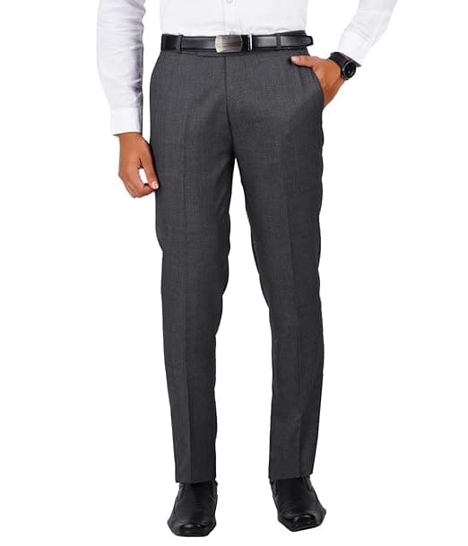 Mc Henry Men's Classic Solid Formal Comfort/Regular Fit Stretchable Wrinkle Free Trousers