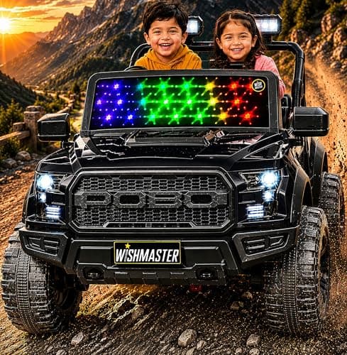 Wishmaster 4x4 Driving EV Cars for 1, 2, 3, 4, 5, 6 Years | Remote + Steering + Mobile App Control | Kids Jeeps (Medium Size F-Raptor [1-8 Year Kids]