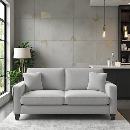 Torque Moscow 2 Seater Fabric Sofa (Light Grey) 2 Person Sofa, Wooden Sofa Set, Couch for Living Room | 1 Years Warranty