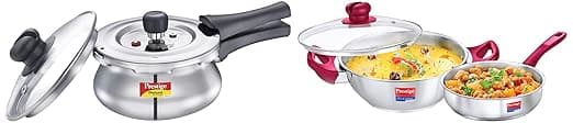 Prestige Kitchen Pro | Svachh Cooker + Platina Set | Stainless Steel | Induction Base | Deep Lid Design | Silver Finish | ISI Certified