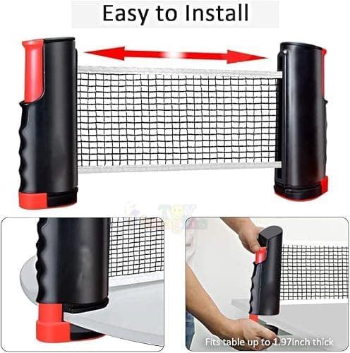 Toy Imagine Table Tennis Set – Retractable Table Tennis Net, 2 Premium Rackets, 6 Ping Pong Balls (Orange x 6), and Carry Bag – Portable Indoor & Outdoor Ping Pong Game for All Ages 3