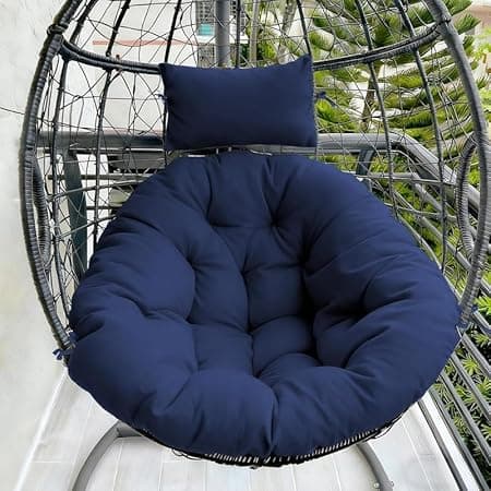Hanging Chair Cushion for Egg Swing Chair | Thick Soft Seat Pad | Balcony Chair Cushion | Outdoor Indoor Cushion | Cushion for Garden Patio (Dark Blue, Round Cushion)