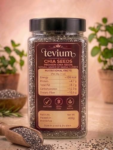 Tevium Chia Seeds | Raw & Natural Chia Seeds | Rich in Fiber & Protein | Omega-3 Superfood | Healthy Seeds | Gluten-Free (1kg) 3