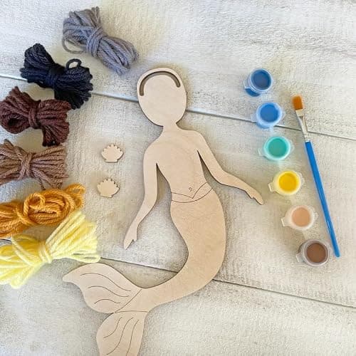 Haoser Mermaid Self-Portrait Craft Kit - Drawing Kit For Kids - Mermaid Theme Birthday Gift Pack Of 5, Multicolor 2