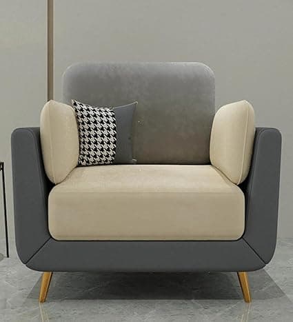 Stylish & Modern Heavy Duty & Luxurious Traditional 1 Seater Sofa Chesterfield Sofa Arm Three Seater Sofa for Living Room Guest Room Hotels & Office. (One Seater Grey & Beige)