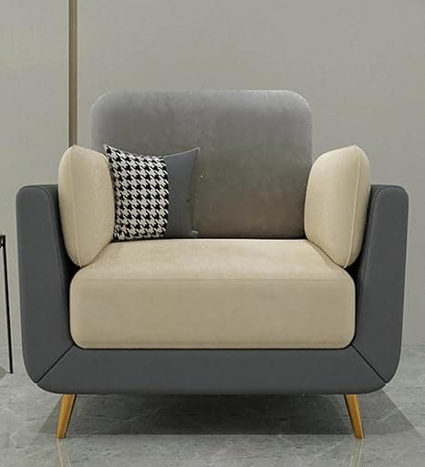 Stylish & Modern Heavy Duty & Luxurious Traditional 1 Seater Sofa Chesterfield Sofa Arm Three Seater Sofa for Living Room Guest Room Hotels & Office. (One Seater Grey & Beige)
