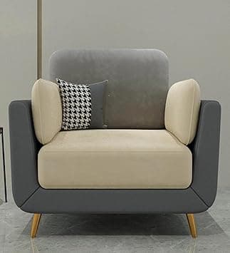 Stylish & Modern Heavy Duty & Luxurious Traditional 1 Seater Sofa Chesterfield Sofa Arm Three Seater Sofa for Living Room Guest Room Hotels & Office. (One Seater Grey & Beige)
