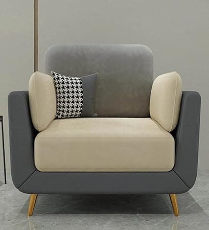 Stylish & Modern Heavy Duty & Luxurious Traditional 1 Seater Sofa Chesterfield Sofa Arm Three Seater Sofa for Living Room Guest Room Hotels & Office. (One Seater Grey & Beige)