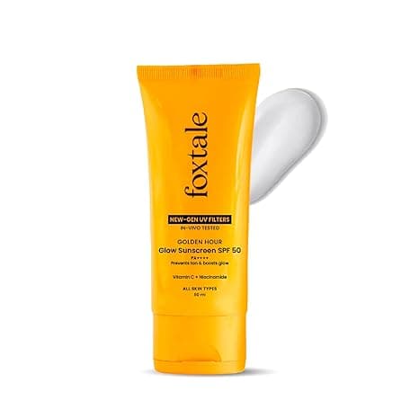 Foxtale Glow Sunscreen SPF 50 PA++++ with Vitamin C & Niacinamide, In-Vivo Tested, Sensitive-Skin Friendly, Made with 100% New-Gen Filters, Lightweight, Non-Greasy, No White Cast |For Men & Women 50ml