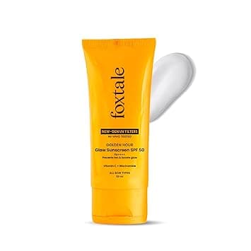 Foxtale Glow Sunscreen SPF 50 PA++++ with Vitamin C & Niacinamide, In-Vivo Tested, Sensitive-Skin Friendly, Made with 100% New-Gen Filters, Lightweight, Non-Greasy, No White Cast |For Men & Women 50ml