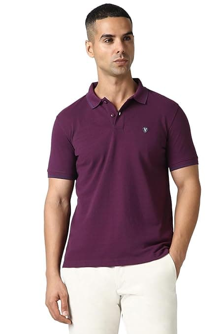 Van Heusen Men's Cotton Solid Regular Fit Collar Polo T-Shirt