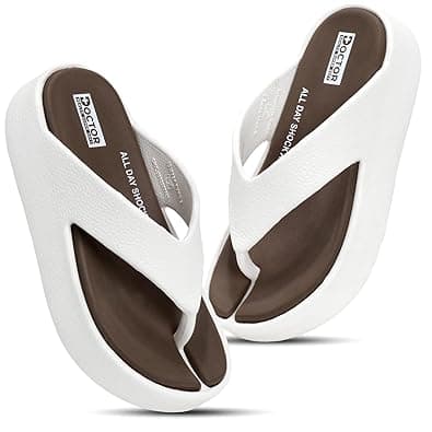 DOCTOR HEALTH SUPER SOFT Women’s Orthopedic Soft Platform Slippers | Ultra-Cushioned Shock Absorbing Footbed | Lightweight Anti-Skid Everyday Wear Comfort Flip Flops for All-Day Support