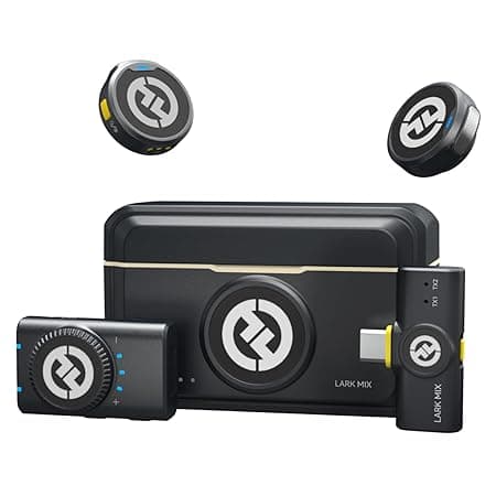 Hollyland Lark M2 Wireless Microphone for iPhone/Camera/Android/PC, 48kHz/24-bit High Fidelity Audio, 300m Range, Noise Cancel, 40h Use, YouTube, Streaming (2TX + Camera RX + USB-C RX + Charging Case)