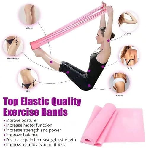 nEUtRO Resistance Flat Band for Exercise, Strength, Stretching, Yoga, Pilates, Chair Exercises & Rehab – Durable Fitness Band for All Age Group -Men & Women (Pink - Light Strength) 2