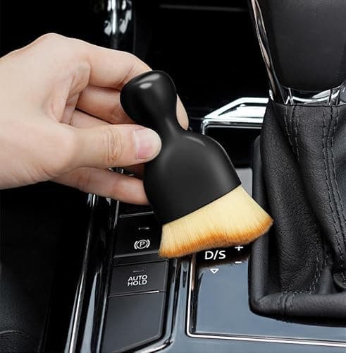 T TOPLINE Brush Mini Car Cleaning Brush with Handle and Dust Cover Car AC Vent Cleaner Dashboard Cleaner Accessories for Detailing Brush Multipurpose Gadget Cleaner Car Duster Brush (Small) (1pcs) 2