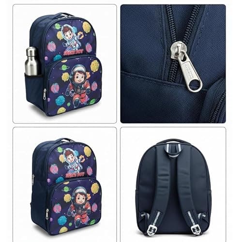 RBRN Kids Backpack 15L Cartoon Printed School Bag for Boys & Girls | Waterproof Lightweight Cute Travel Bag for School, Picnic, Tuition & Daily Use (Dark Blue) 5