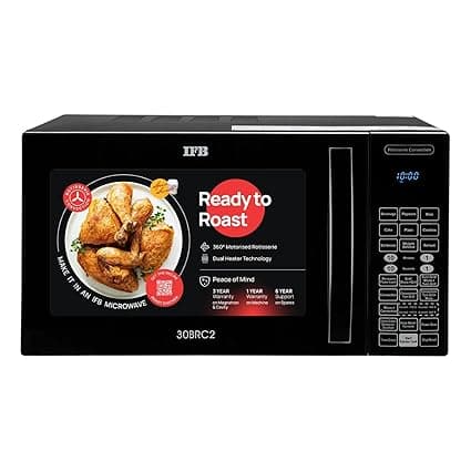 IFB 30L Convection Microwave Oven with 101 Standard Cook Menus (30BRC2, Black, 360 Degree Motorized Rotisserie, Weight Defrost, Steam Clean, Grill & 4 combi cook modes, 10 Power Levels)
