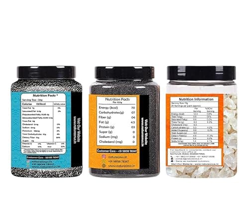 NatureOnus Gond Katira, Sabja (Basil Seeds) & Chia Seeds Combo Pack 300g each | Cooling Superfoods | Sabja, Tukmaria & Tragacanth Gum | Summer Drink & Health Mix | Rich in Fiber | Weight Management Su 2