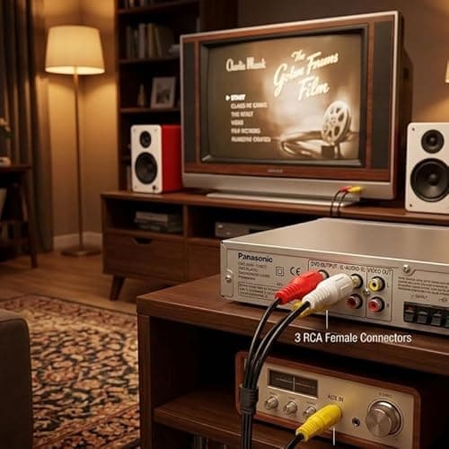 Erh India 3.5mm Male to 3 RCA Female AV Adapter AUX Cable – Stereo Jack to Red White Yellow Audio Video Converter for TV, Projector, DVD & Home Theater 6