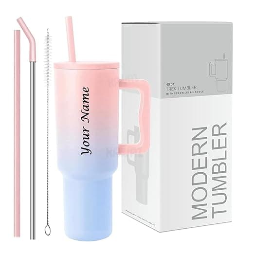 Stainless Steel Insulated Tumbler with Lid & Straw, 100% Leakproof Double Wall Tumblers with Handle, Hot & Cold Drink Sipper for Office,Gym & Outdoors 1200ml Tumbler (Candy Personalized)
