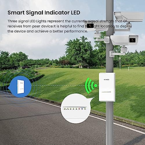 Tenda OS3 5GHz 11AC 867Mbps Long Range Smart Manage Outdoor CPE, 12dBi, 5km+|Point to Point Wireless Bridge| Four Fast Ethernet Ports | IP65 Weatherproof | 6KV Lightning Protection (White) 5