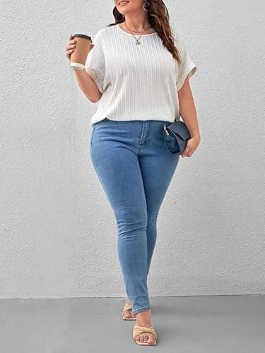 Zilcon Womens Dressy Casual Business Work Tops Summer Half Sleeve Boat Neck Jacquared Top for Women Formal, Casual, Office, Date, Outing, Party Tops (in, Alpha, S, Regular, White) 5