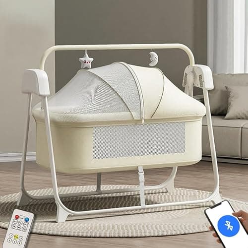 Infantso Premium Electric Baby Cradle Swing - Bluetooth & Remote Control Palna Jhula with Custom Swing Time, Adjustable 5-Speeds, Automatic Swing Cradle for 0-12 Months, Soft Mattress, Safe & Spacious