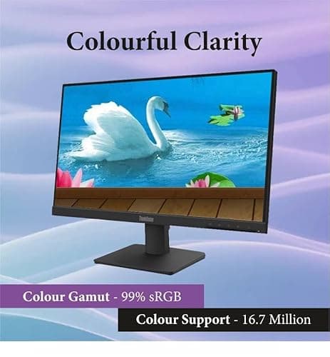 Lenovo ThinkVision S22-4e | 21.5" (60.45cm) FHD IPS 100Hz Ultraslim Monitor | 4ms, 99% sRGB, 16.7Mn Colors, 1x HDMI 1.4, 1x VGA,TUV Eye Comfort, Low Blue Light| Tilt | Black 3