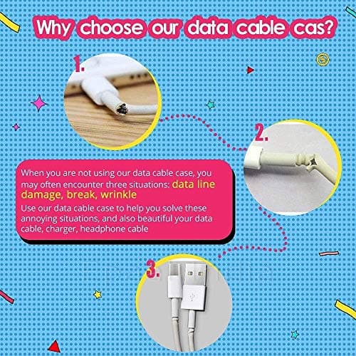 Epaal® 8-in-1 Spiral USB and Earphone Cable Protectors Winder, Sticker, Clips, Organizer Clip (Kitty Pink) 5